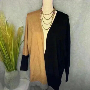 Chico’s S/M Black & Gold Color Block Long Sleeve Cardigan Sweater